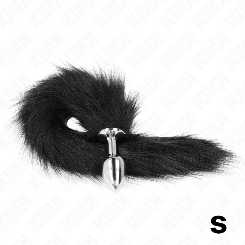 KINK – S méretű análplug műanyag farokkal, 7 x 3 cm, fekete - Image 2