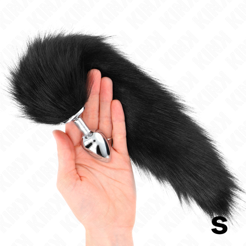 KINK – S méretű análplug műanyag farokkal, 7 x 3 cm, fekete - Image 4