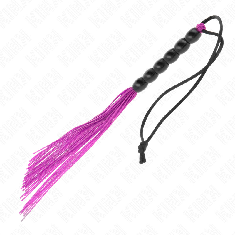 KINK – mini szilikon korbács 6 lila gyönggyel, 26 cm - Image 2