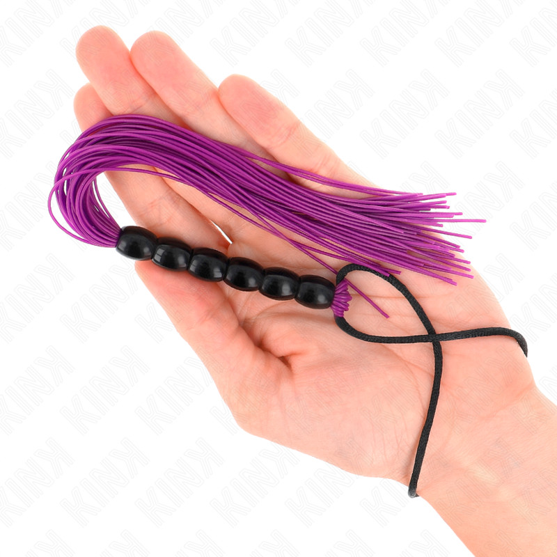KINK – mini szilikon korbács 6 lila gyönggyel, 26 cm - Image 3