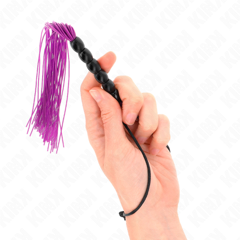 KINK – mini szilikon korbács 6 lila gyönggyel, 26 cm - Image 4