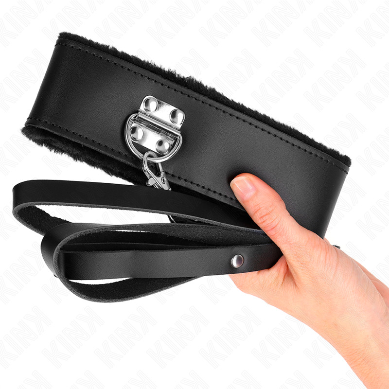 KINK - állítható fekete bőr nyaklánc, 40-48 cm szélességig - Image 3
