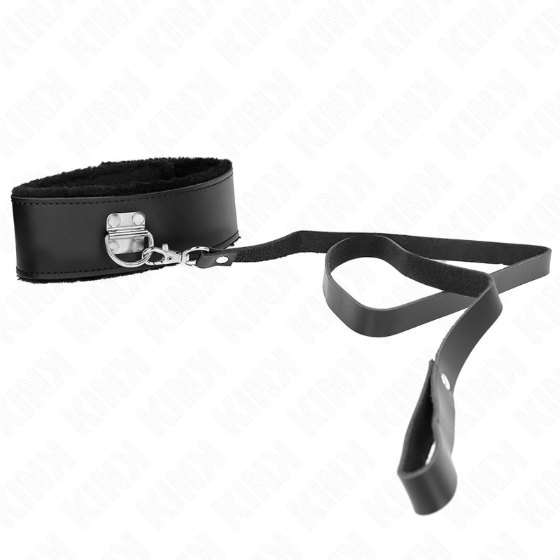 KINK - állítható fekete bőr nyaklánc, 40-48 cm szélességig - Image 4