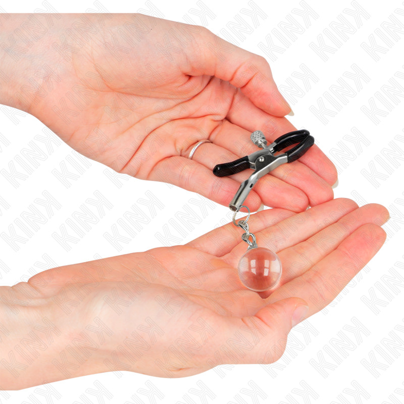 KINK – ezüst színű üveggyöngy mellbimbócsipesz 6 cm - Image 3