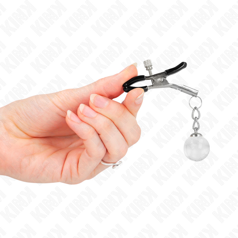 KINK – ezüst színű üveggyöngy mellbimbócsipesz 6 cm - Image 4