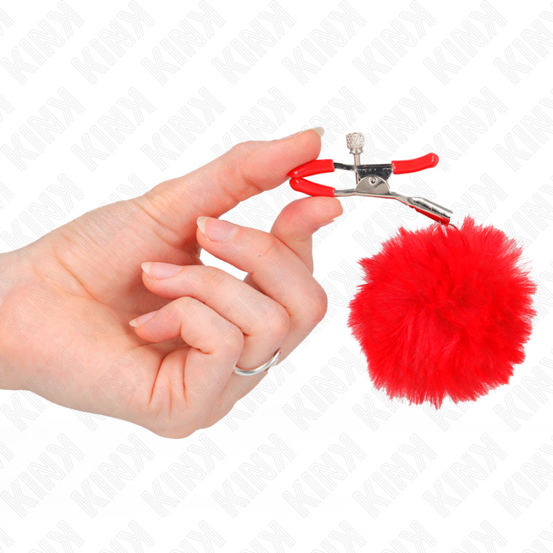 KINK – vörös műszőr ball csipesz, 6 cm, érzéki játékokhoz - Image 4