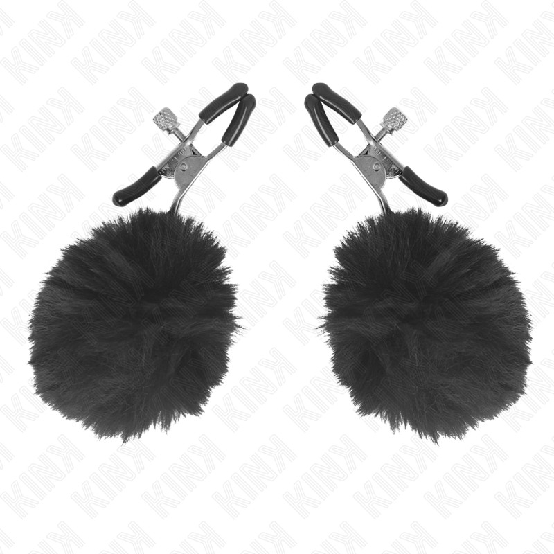 KINK - prémium műszőr ball mellbimbó csipesz fekete 6 cm - Image 2
