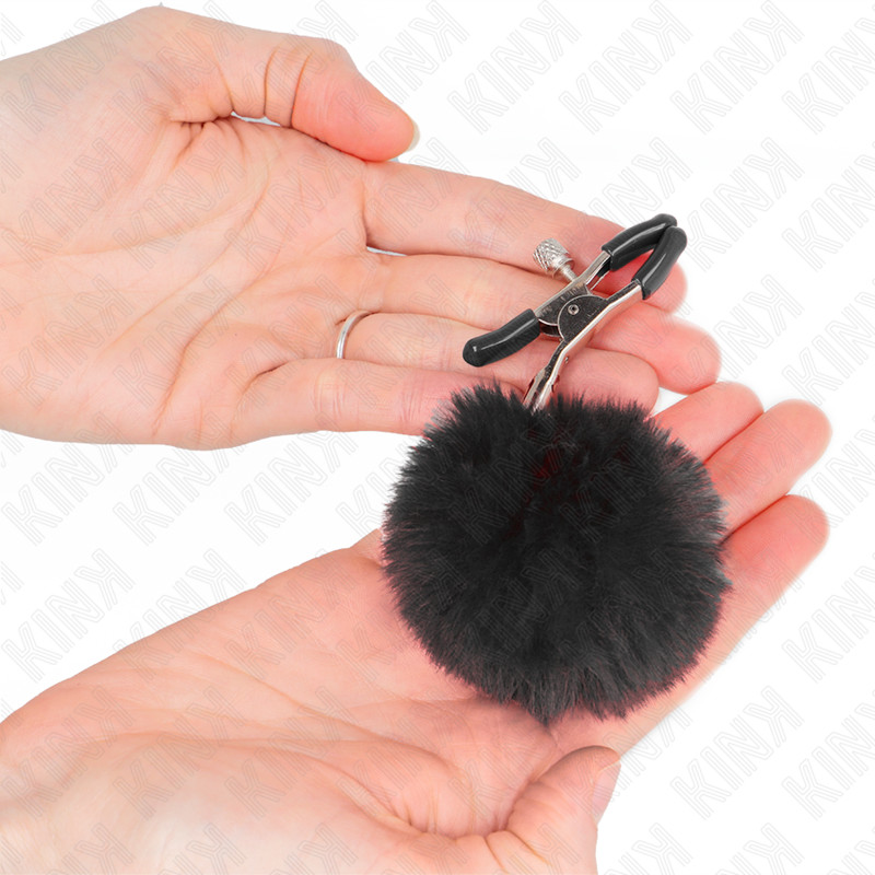 KINK - prémium műszőr ball mellbimbó csipesz fekete 6 cm - Image 3