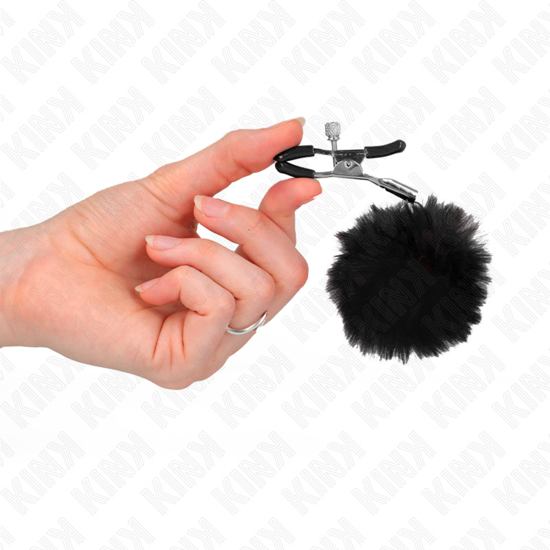 KINK - prémium műszőr ball mellbimbó csipesz fekete 6 cm - Image 4