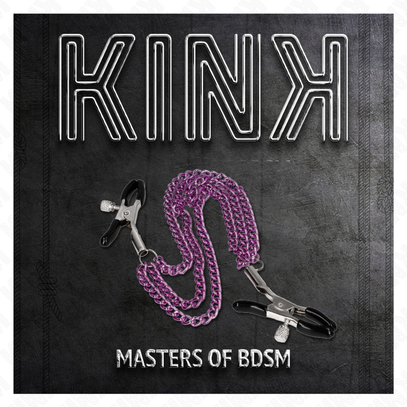 KINK - érzéki mellbimbó csipesz 3 lánccal, lila - Image 5