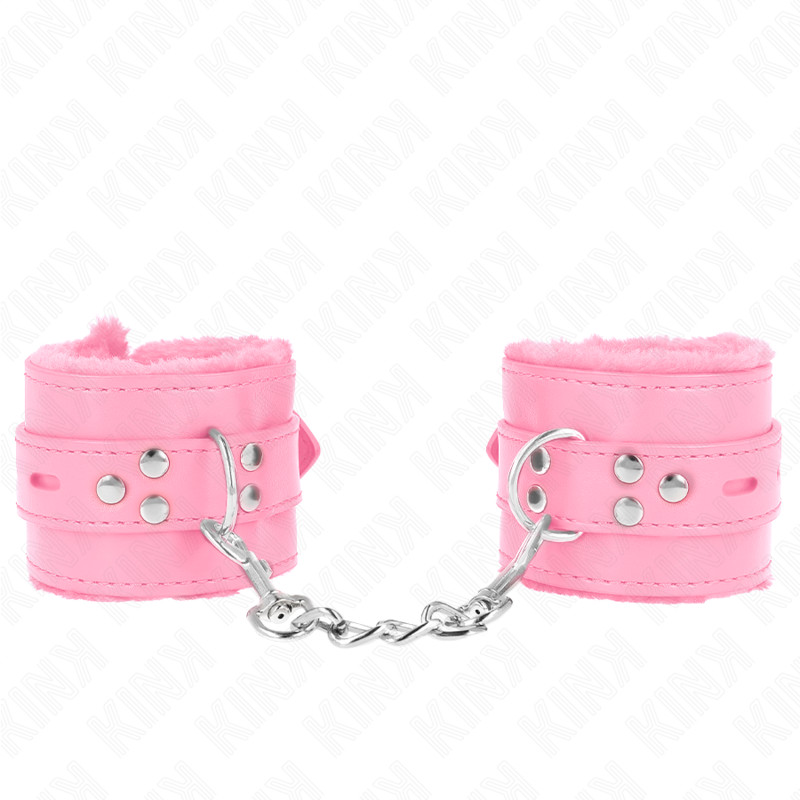 KINK – állítható, prémium pink szőrös csuklóbilincsek