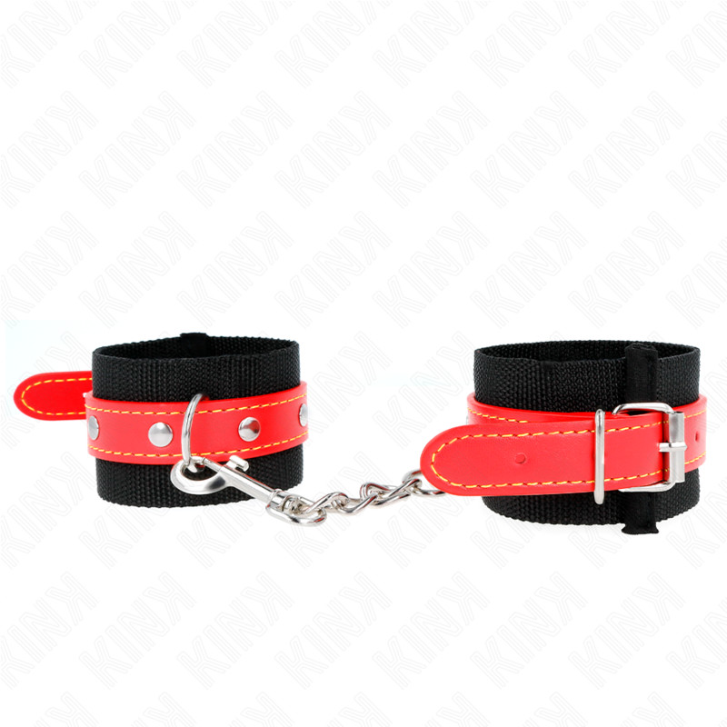 KINK – állítható vörös műbőr csuklóbilincsek 19-24 cm-ig