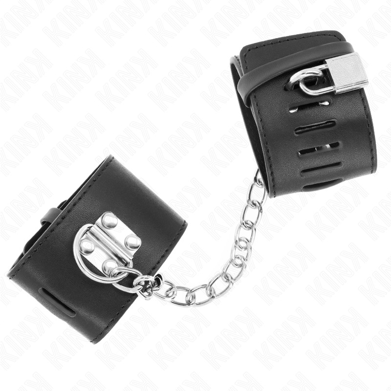 KINK - állítható csuklóbilincsek lánccal és zárval feketében - Image 2