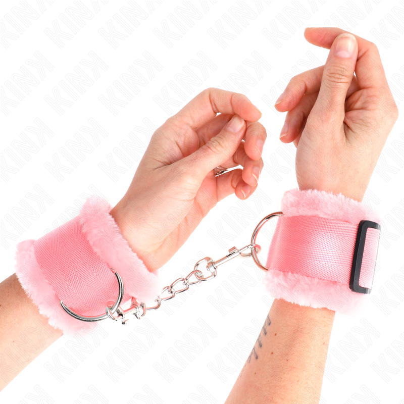 KINK – állítható rózsaszín csuklókötöző prémium bőrrel - Image 4