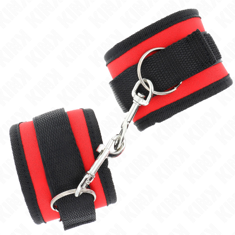 KINK - állítható nylon csuklókötözők piros-fekete színben - Image 2
