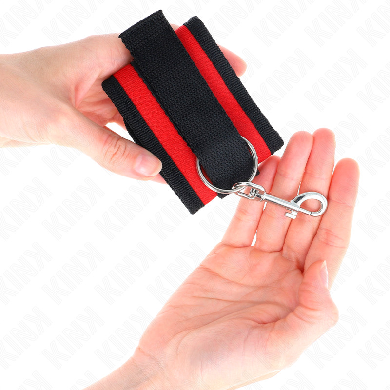 KINK - állítható nylon csuklókötözők piros-fekete színben - Image 3