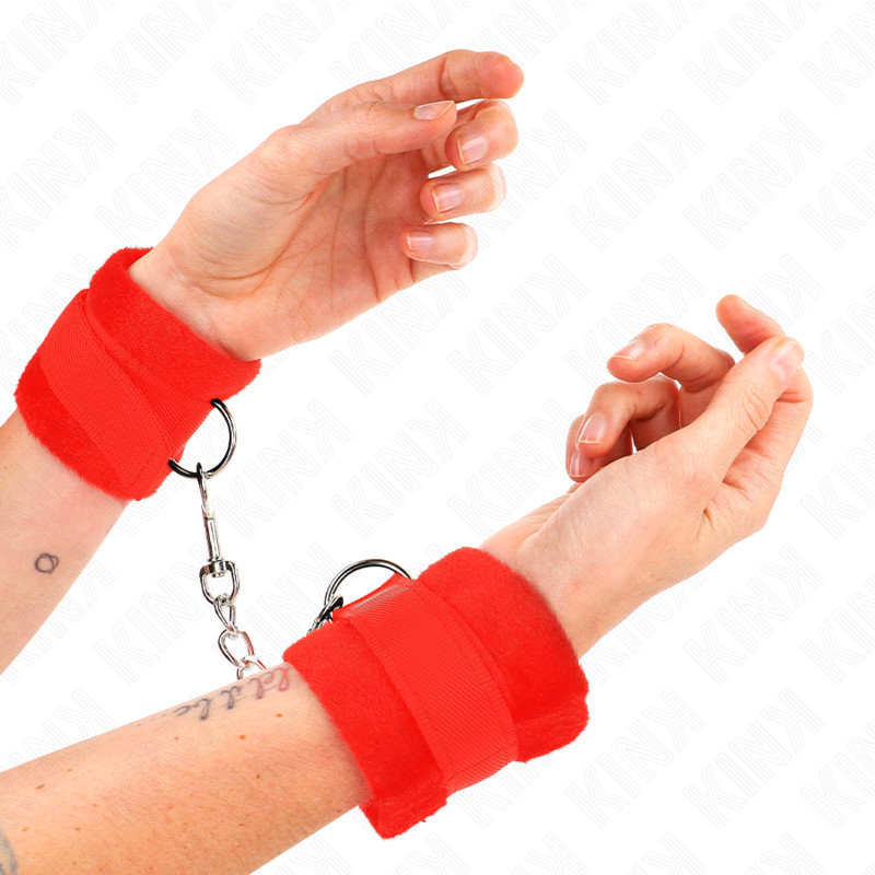 KINK – kezdő prémium szőrös bilincs (piros) - Image 4