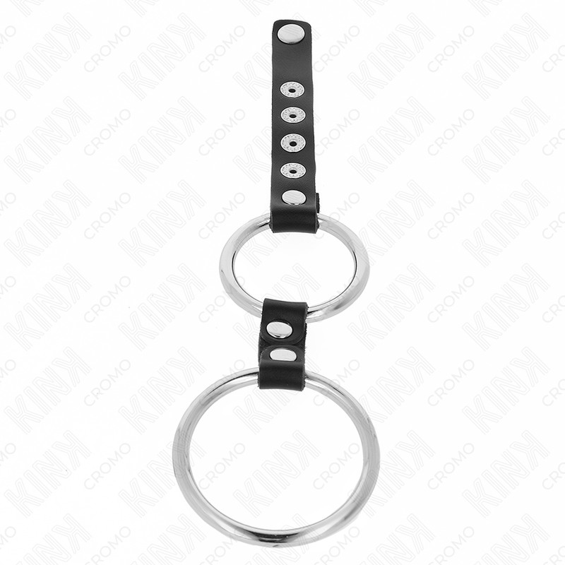 KINK – dupla fém péniszgyűrű bőr kapcsolattal - Image 3