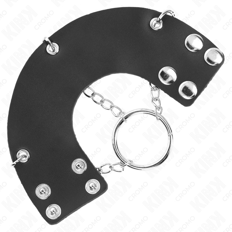 KINK – fém péniszgyűrű bőr övvel és 7 cm lánccal - Image 4