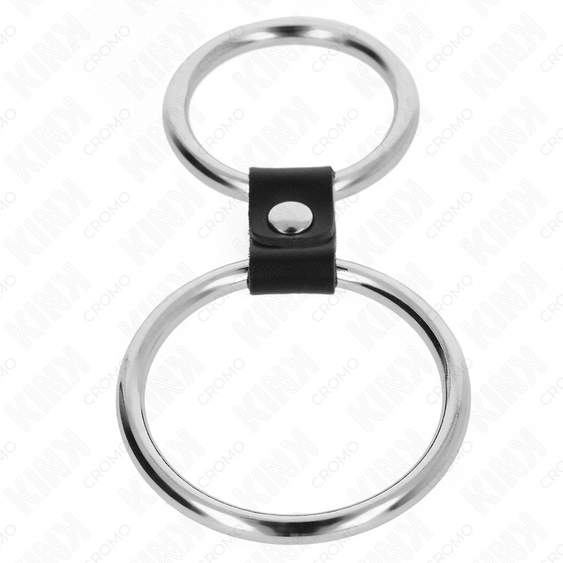 KINK - dupla fém péniszgyűrű bőr pánttal 3,7-5 cm között - Image 3