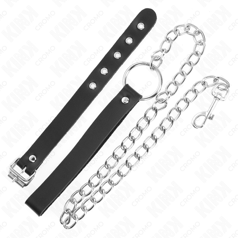 KINK - bőr péniszgyűrű szíjjal és fémpánttal - Image 3