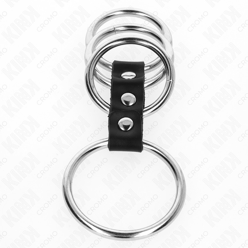 KINK - fém péniszgyűrűk bőr összekötővel (3,7-5 cm) - Image 3