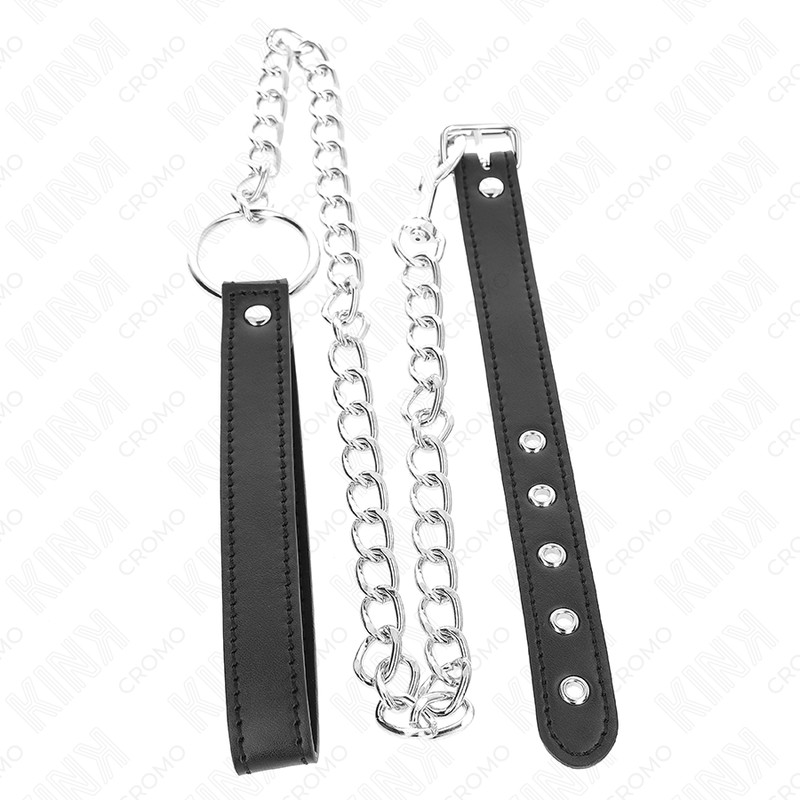 KINK – bőrszíjjal és lánccal ellátott, prémium péniszgyűrű - Image 3
