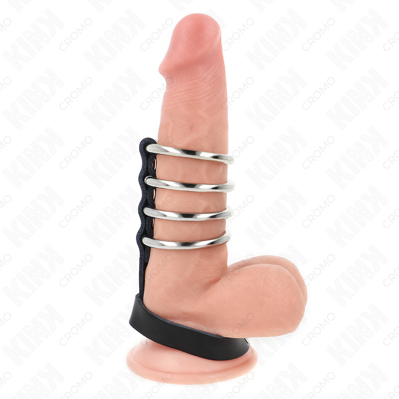 KINK – fém péniszgyűrűk bőrszíjjal és nyomásos zárszerkezettel
