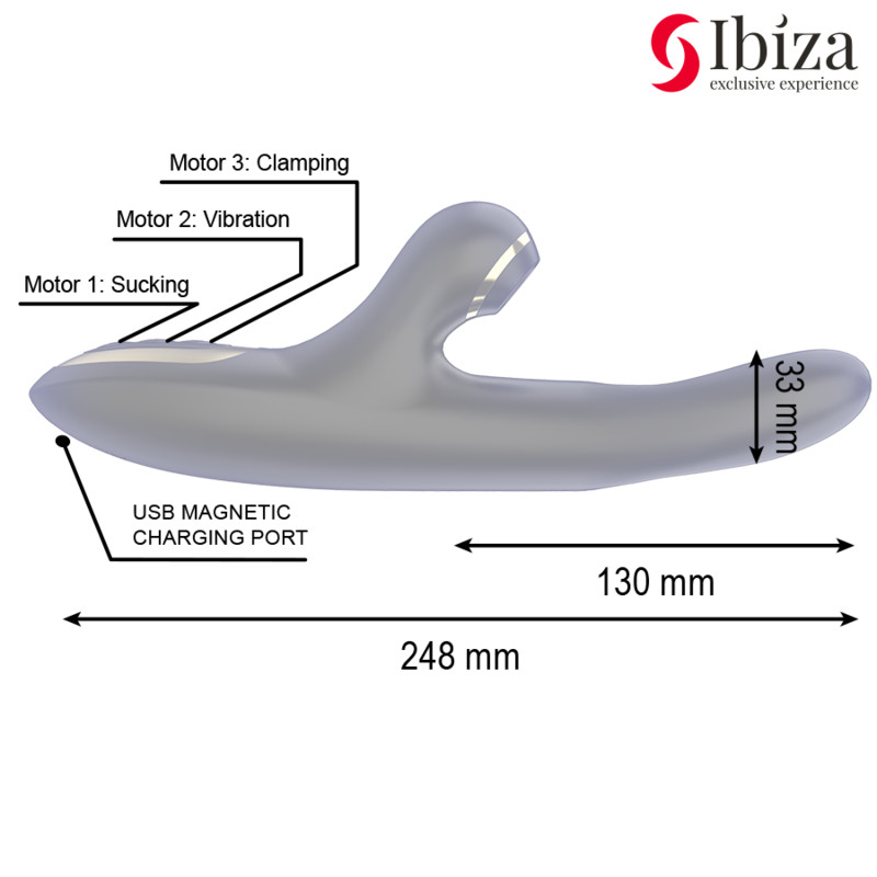 IBIZA – dupla vibrátor, szorító funkció, fekete - Image 4