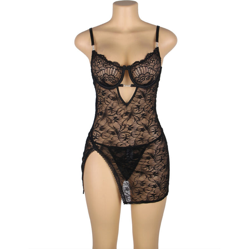 SUBBLIME – állítható pántos csipkebaby doll fekete S/M - Image 3