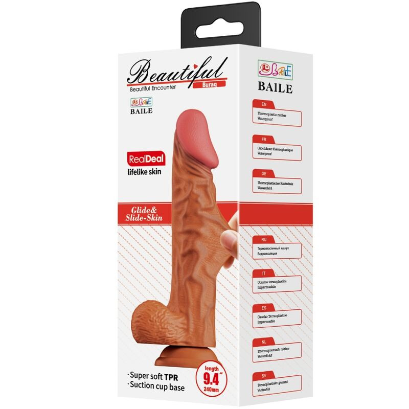 BAILE Buraq – élethű dildó 24 cm, prémium anyagból - Image 6