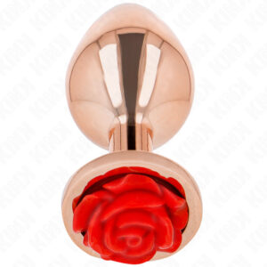 KINK – elegáns piros rózsás anális dildó rose gold színben