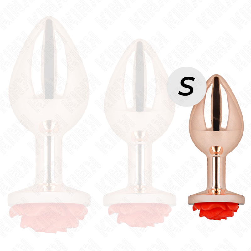 KINK – elegáns piros rózsás anális dildó rose gold színben - Image 3