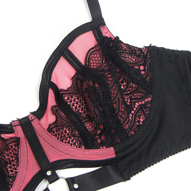 SUBBLIME – érzéki pink patent bőr hálós melltartó szett L/XL - Image 8