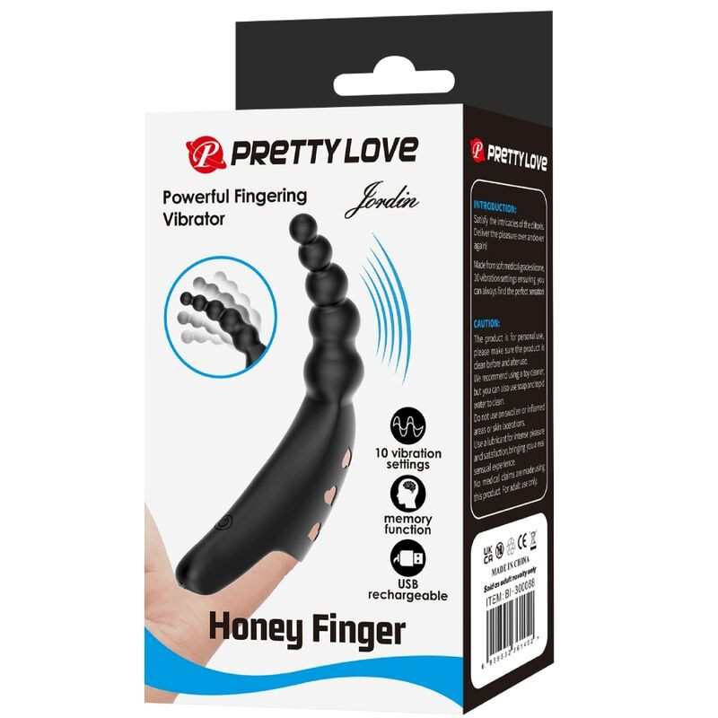 PRETTY LOVE - Jordin ujjvibrátor 10 rezgéssel, fekete - Image 10