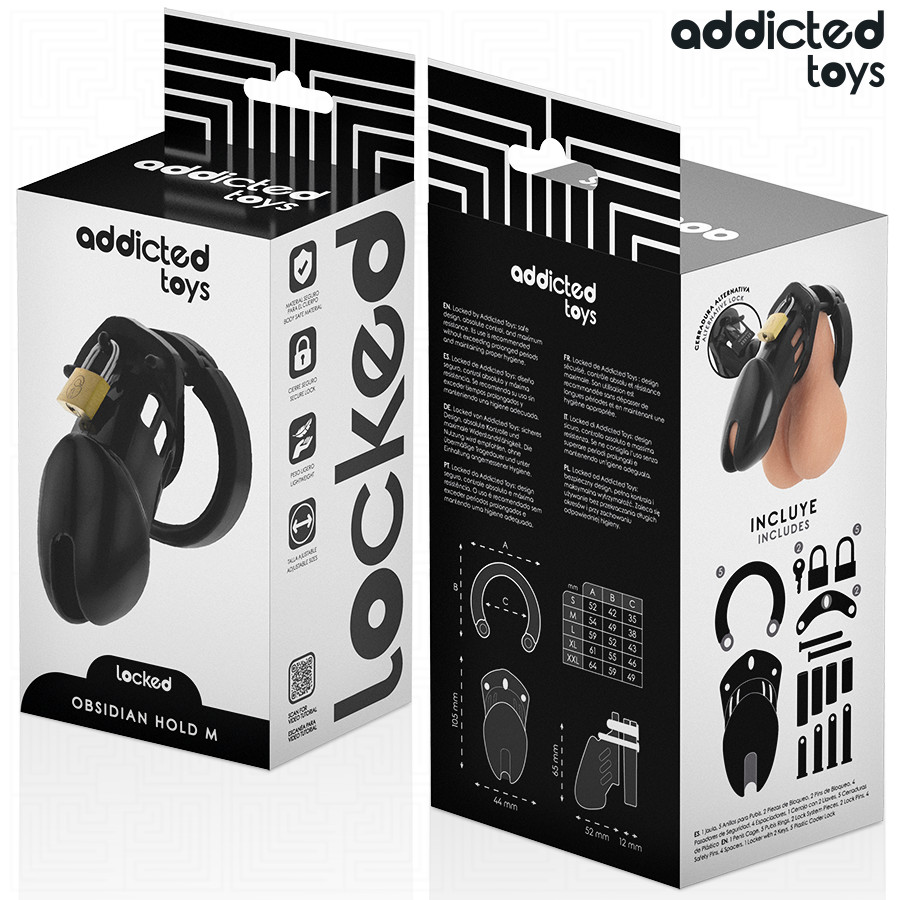 ADDICTED TOYS LOCKED - obsidian pénisz ketrec M méret - Image 6