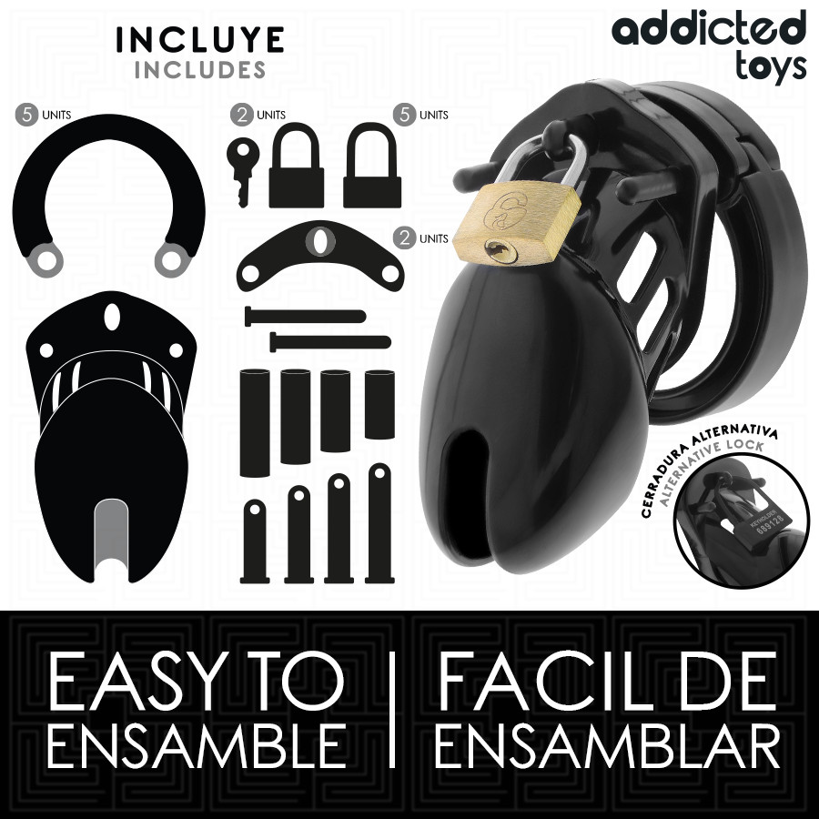 ADDICTED TOYS LOCKED - obsidián pénisz ketrec (S méret) - Image 4