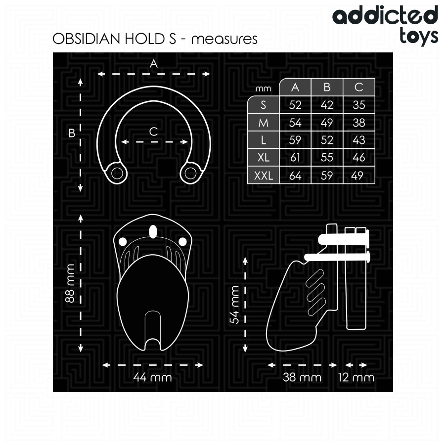 ADDICTED TOYS LOCKED - obsidián pénisz ketrec (S méret) - Image 5