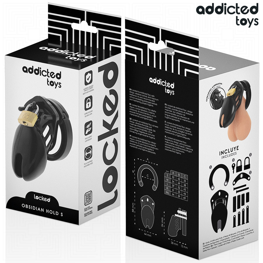 ADDICTED TOYS LOCKED - obsidián pénisz ketrec (S méret) - Image 6