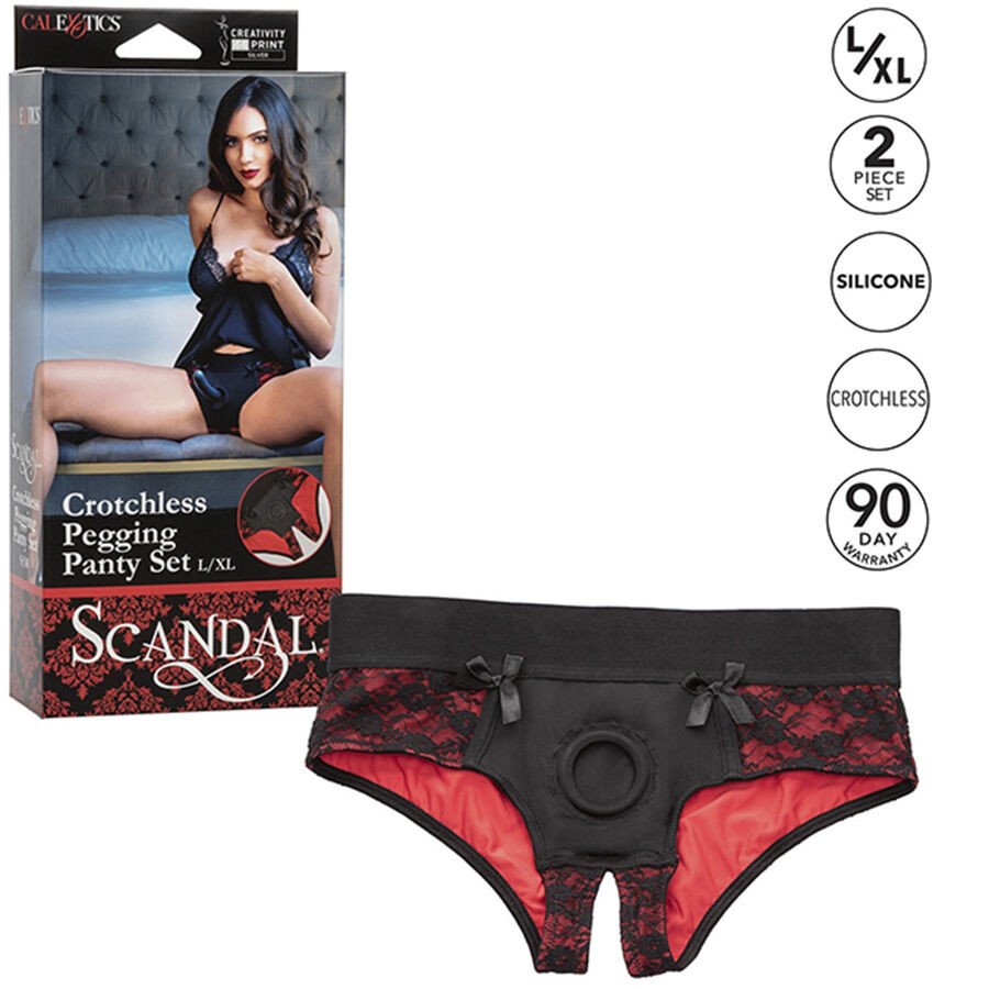 CALEXOTICS - Scandal - dildós, nyitott bugyi szett L/XL - Image 7