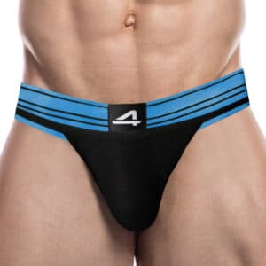 Rugby Jockstrap – fekete-kék prémium férfi alsónemű