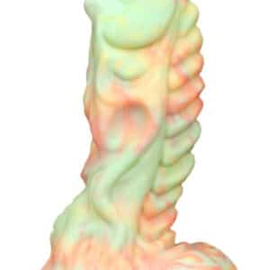 Rutuk Monster – prémium dildó, 17 x 6 cm, rózsaszín-zöld