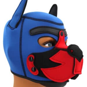 Puppy Fox – kék-piros neoprén maszk erotikus játékhoz