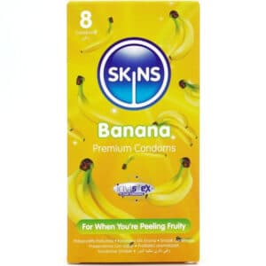 SKINS – prémium banán ízű óvszer csomag (8 db)