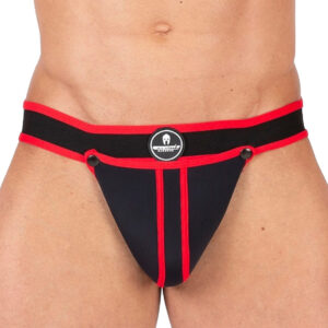Jockstrap Shell – fekete-piros férfi alsó prémium kényelemért