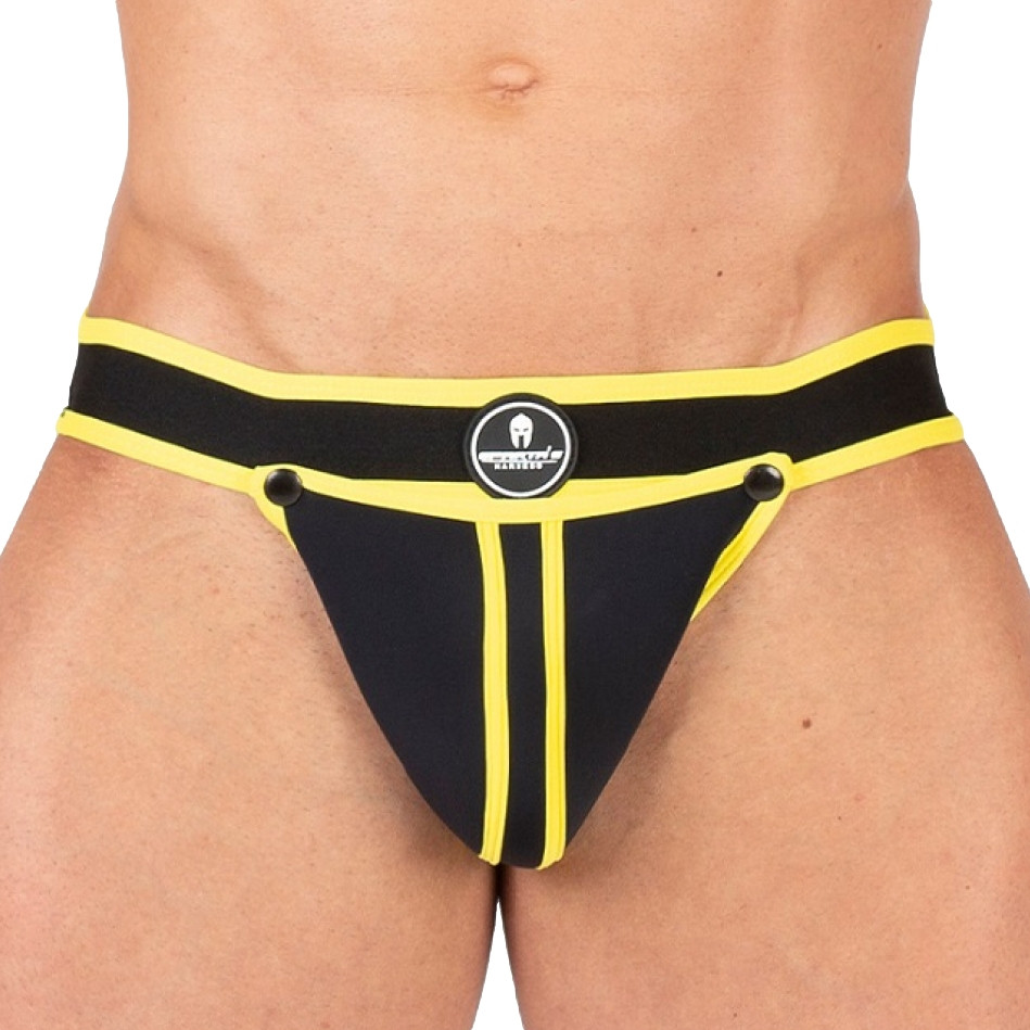 Jockstrap Shell – stílusos fekete-sárga férfi alsónemű