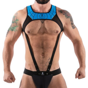 Tauro Black-Blue – latex jock és hám szett érzékiséghez