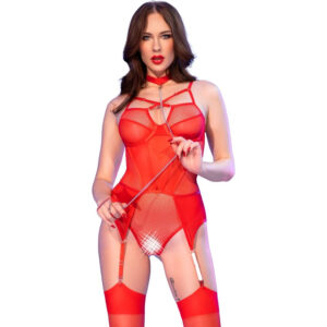 CHILIROSE – érzéki, nyitott bugyis bodysuit piros M