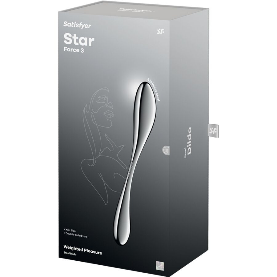 SATISFYER Star Force 3 – rozsdamentes acél, dupla végű dildó - Image 5
