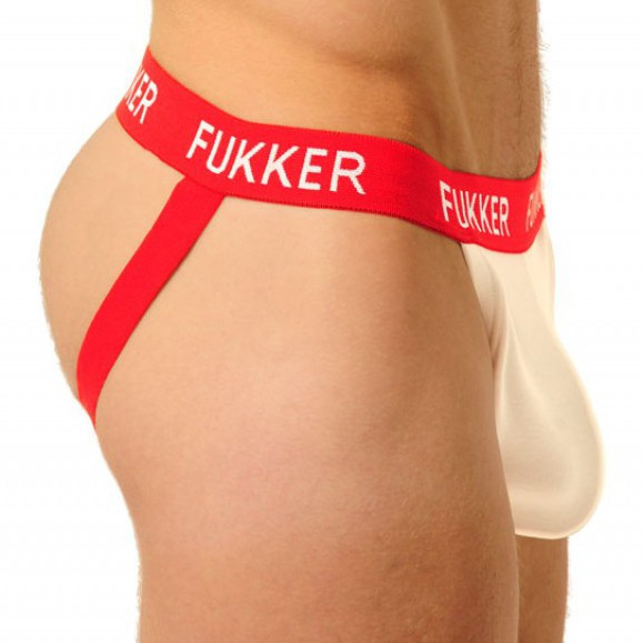 Fukker Jockstrap – prémium fehér és piros férfi fehérnemű - Image 2
